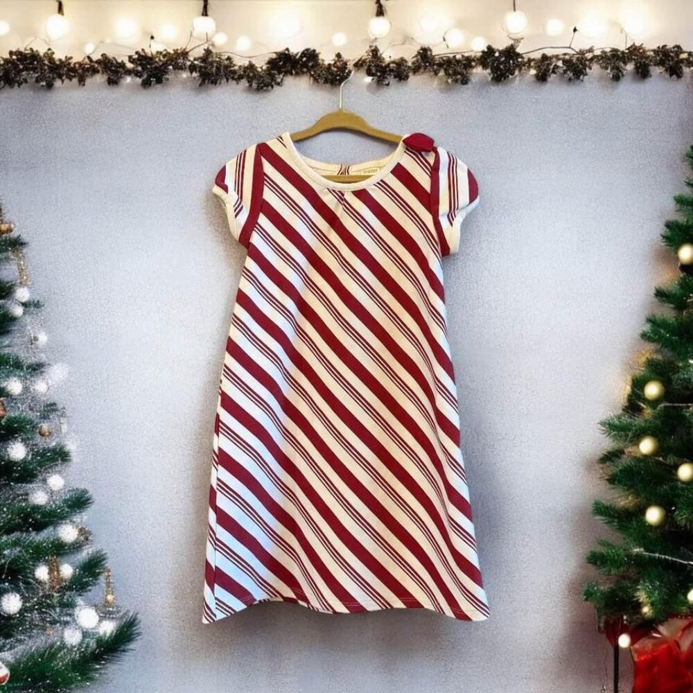 Festive Girl’s Gymboree Candy Cane Striped Holiday Dress-Size 6